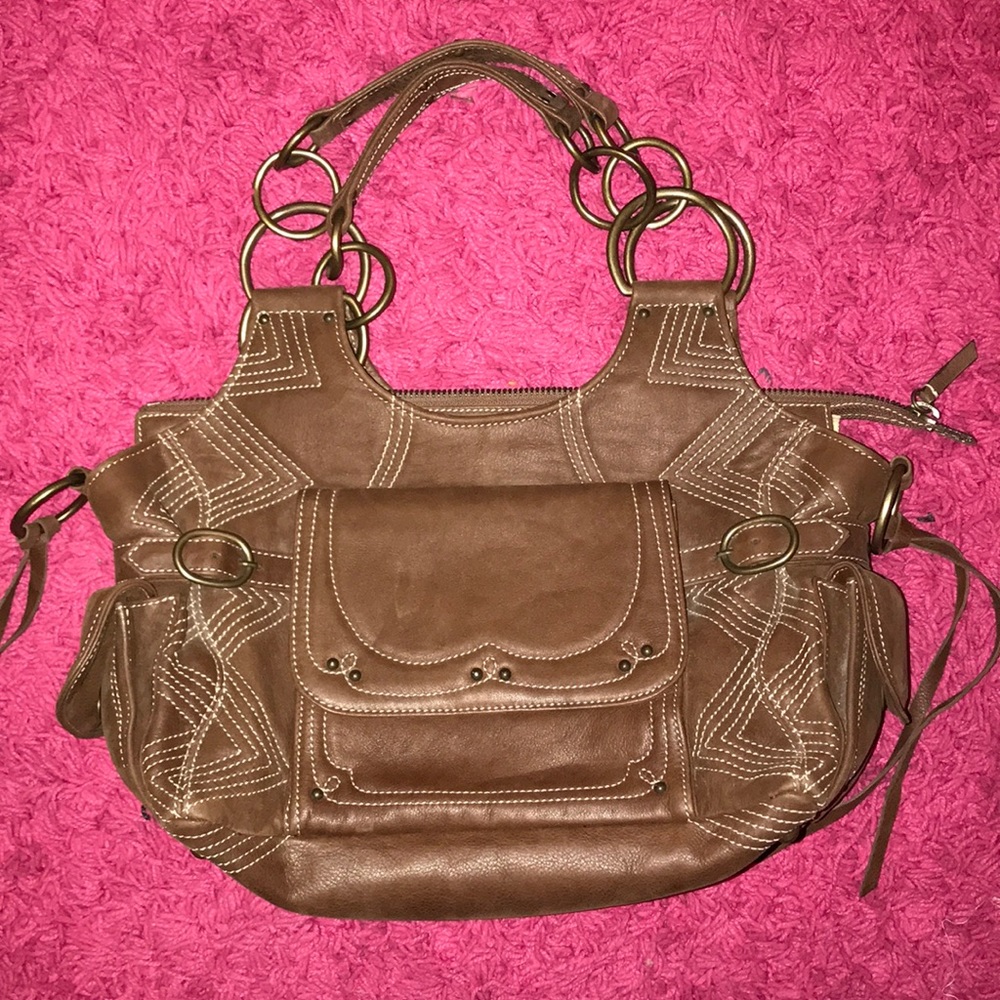 Brown leather Orciani purse